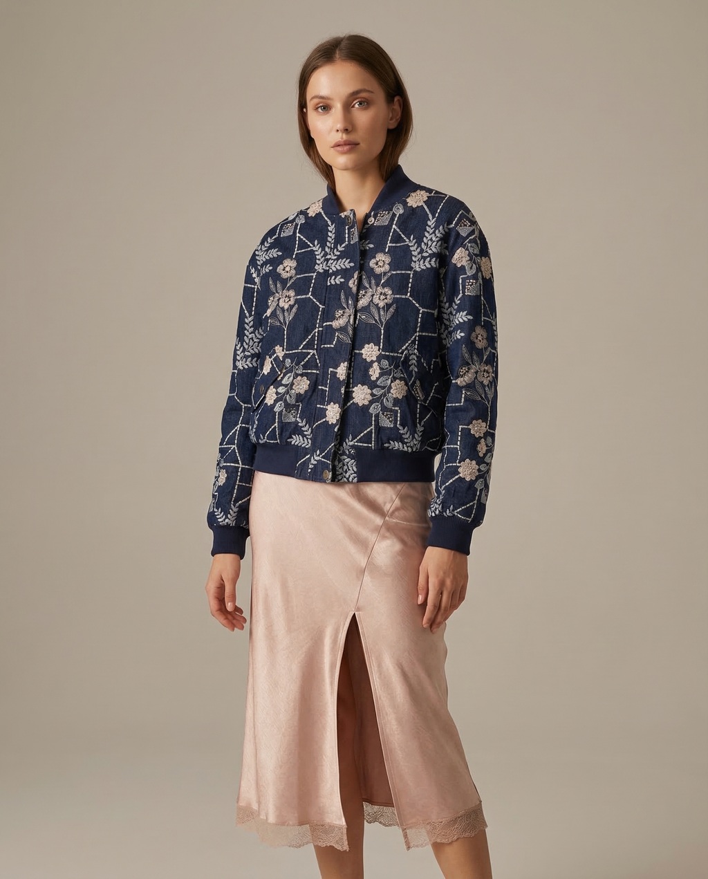 Blue Top and Pink Skirt Set