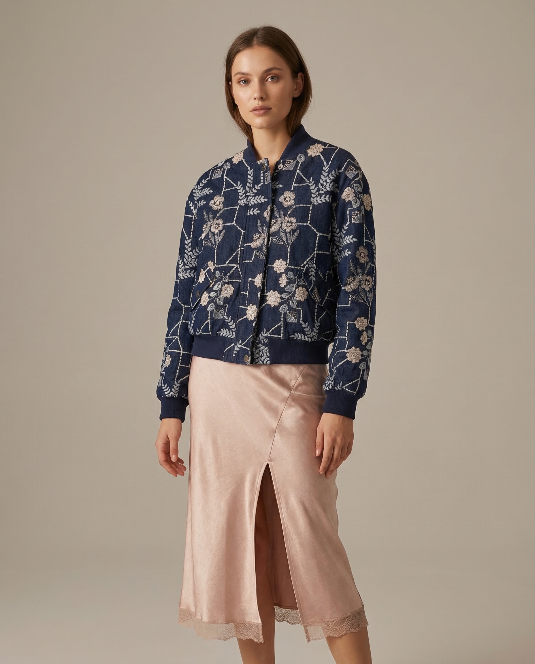 Blue Top and Pink Skirt Set