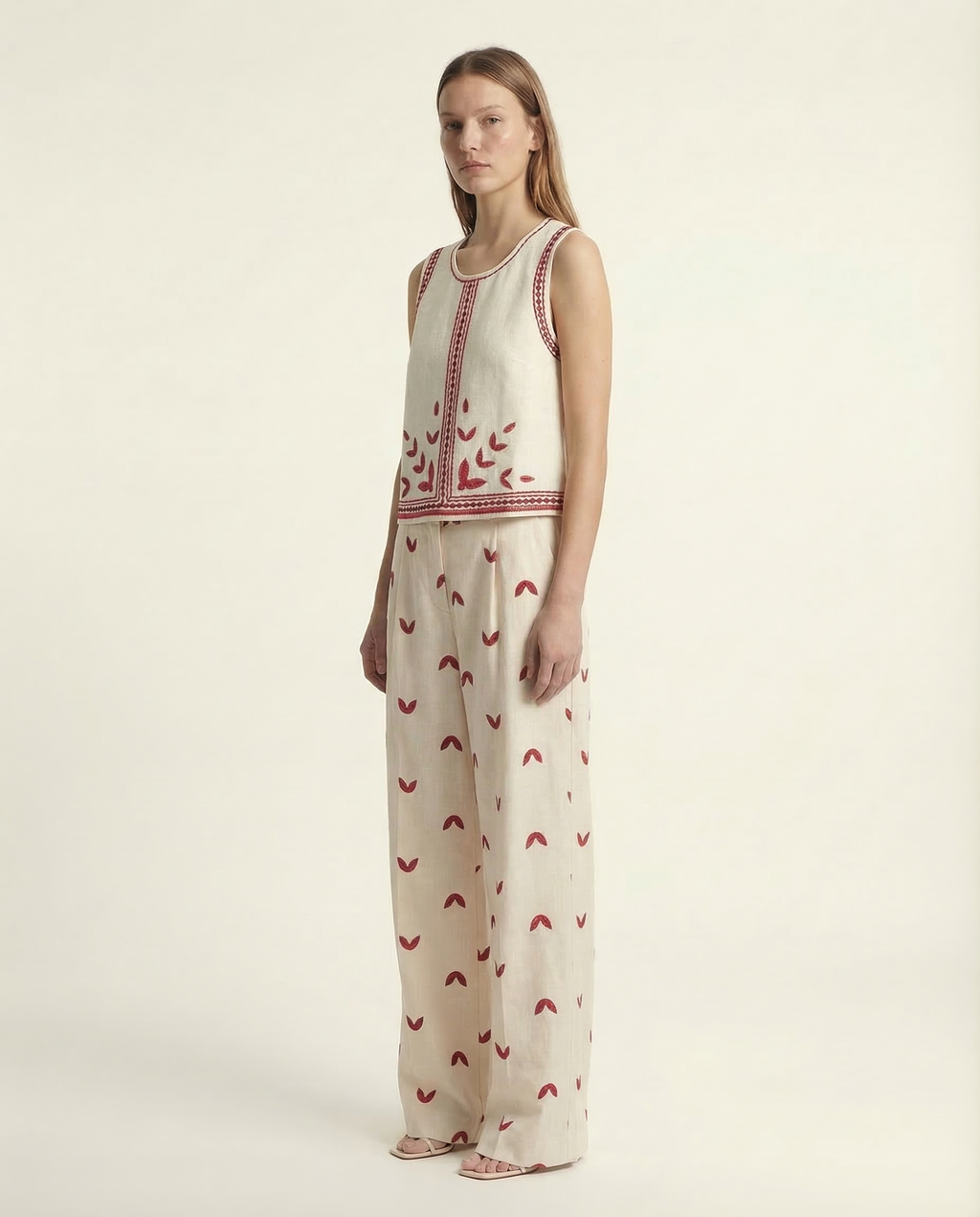 Embroidered Ivory Co-ord Set