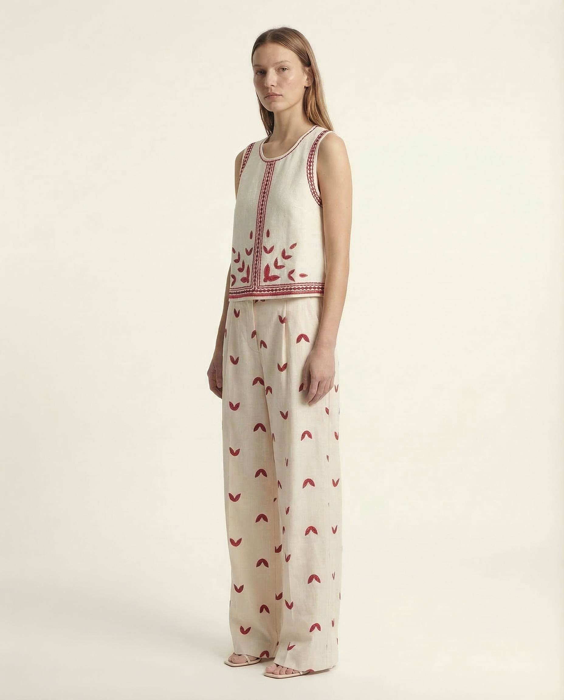 Embroidered Ivory Co-ord Set
