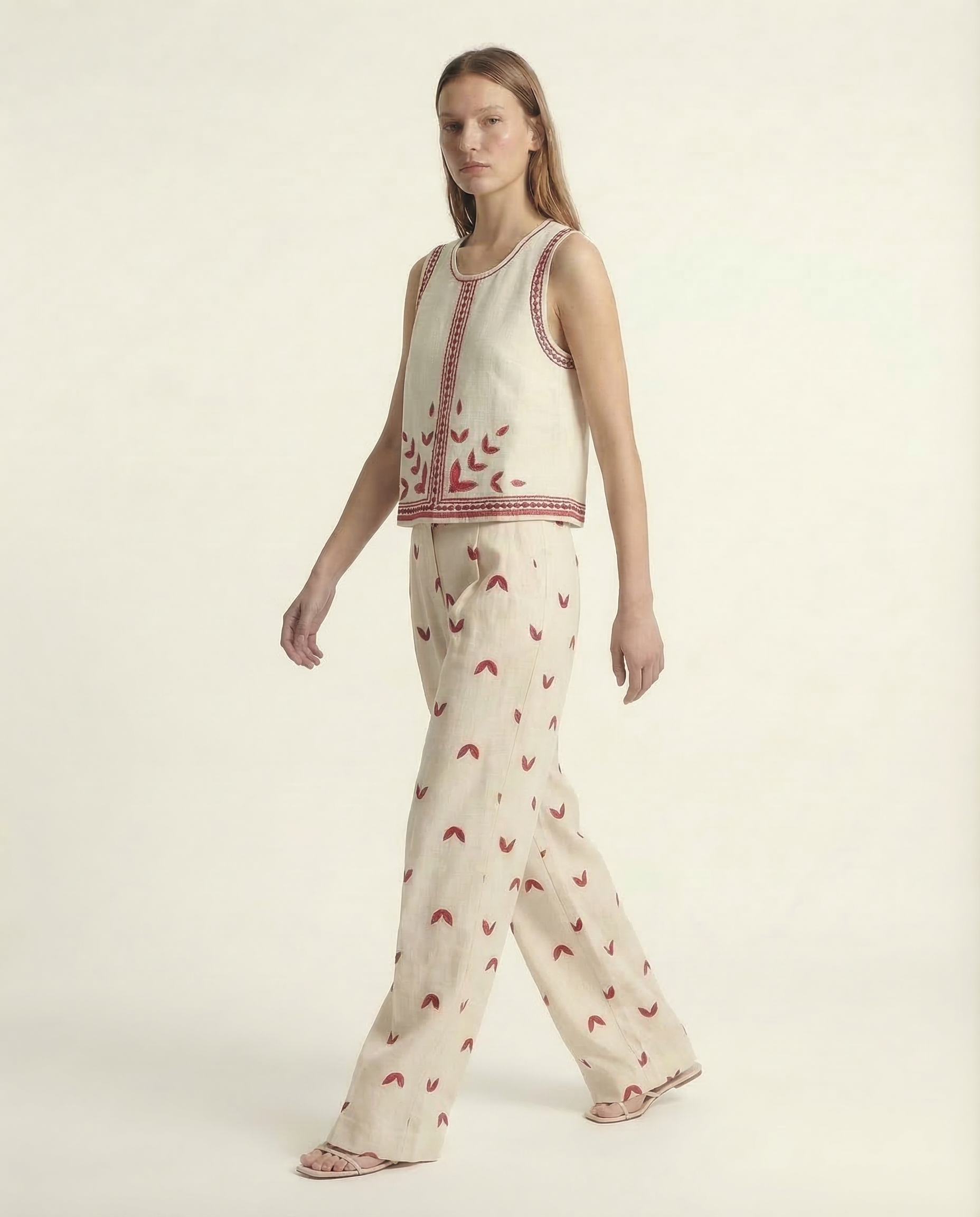 Embroidered Ivory Co-ord Set