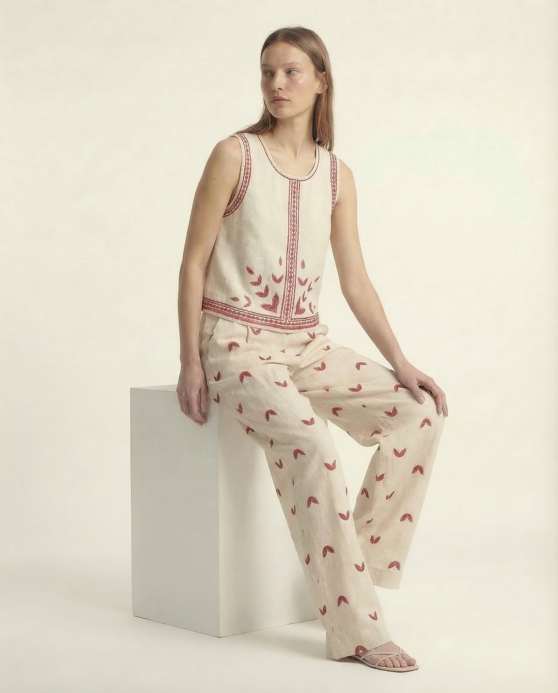 Embroidered Ivory Co-ord Set