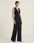 Black Embellished Vest and Trousers Set